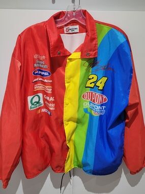 DuPont Jeff Gordon Racing Large/XL Rainbow Windbreaker Jacket Competitors View